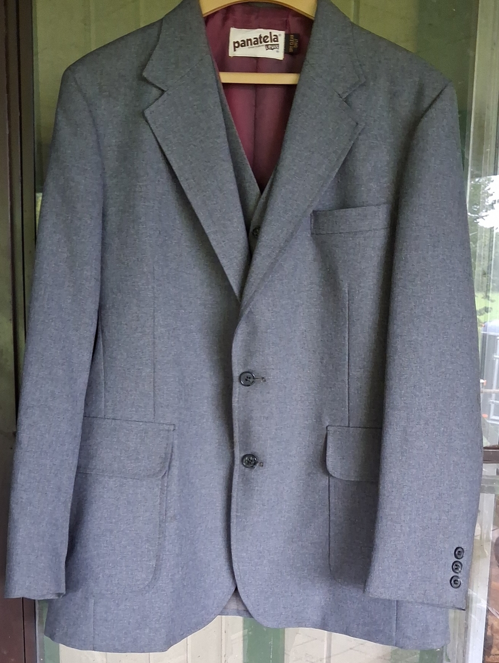 1977 Levi Panatela Sportswear Suit Coat, Vest And Original Hanger